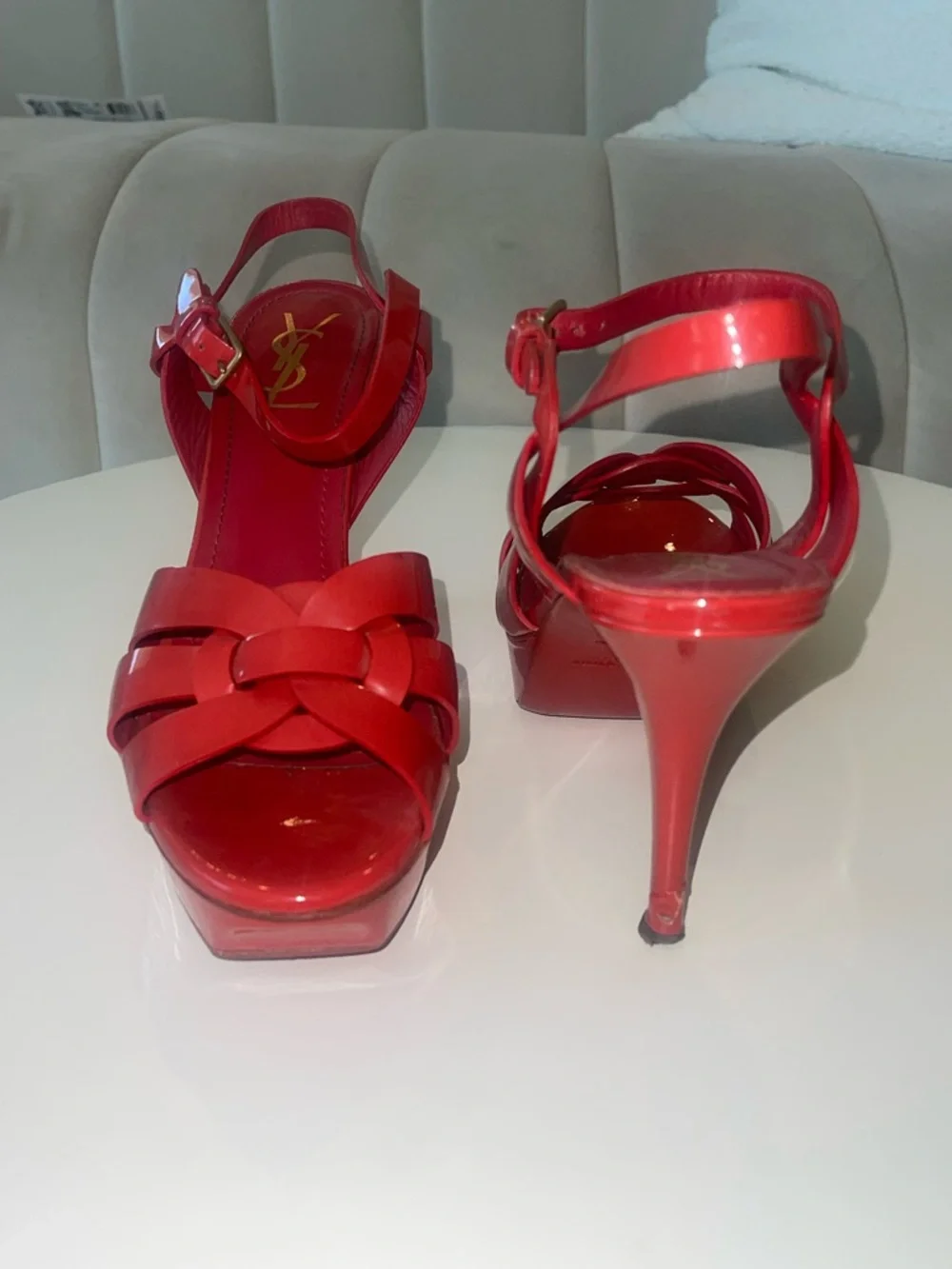 Saint Laurent (YSL) Tribute Sandal Heels – Red Patent – Size 41 - Picture 3 of 9
